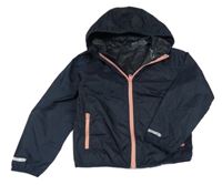 Tmavomodrá nepromokavá vetrovka s kapucňou