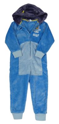 Modrá chlupatá kombinéza s Bluey a kapucí Matalan