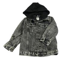 Čierno-sivá rifľová bunda s kapucňou River Island