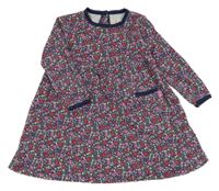 Tmavomodro-ružové kvetované bavlnené šaty Jojo Maman Bébé