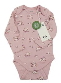 Nový - růžové body s květinami C&A