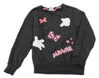 Tmavosivá melírovaná mikina s Minnie Disney