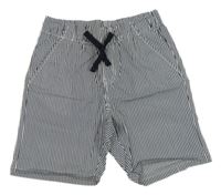 Tmavomodro-bílé pruhované plátěné kraťasy H&M