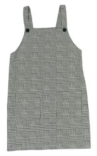 Čierno-sivé kockované vzorované úpletové šaty so trblietkami