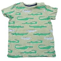Svetlozelené tričko s krokodílmi  zn. H&M