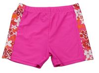 Růžové nohavičkové plavky s kytičkami Eifiel