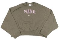 Hnědá crop mikina s logem Nike