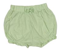 Zelenkavé bavlnené kraťasy s madeirou Mothercare