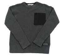 Sivý vzorovaný sveter s vreckom H&M