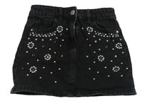 Čierna rifľová sukňa s kamienkami Matalan