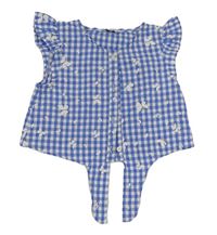 Modro-bílá kostkovaná crop halenka s kytičkami Primark