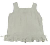 Biely vzorovaný crop top s volánikom zn. TU