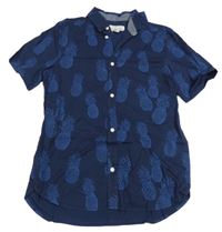 Tmavomodrá košeľa s ananásmi H&M