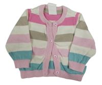 Barevný pruhovaný propínací svetr H&M