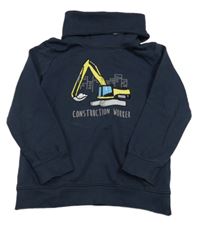 Tmavomodrá mikina s bágrom a komínovým golierom Topolino