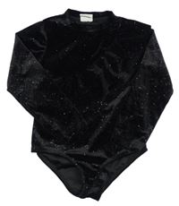 Čierne zamatové cvičobné body so trblietkami a volánikmi Zara