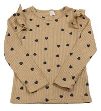 Béžový rebrovaný sveter so srdiečkami Shein