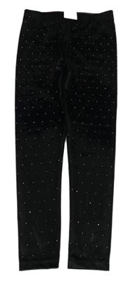 Nové - Čierne zamatové legíny s bodkami Next