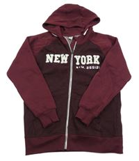 Vínová prepínaci mikina s prúžkami a nápisom a kapucňou Yigga