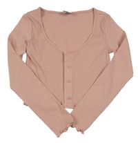 Svetloružové rebrované prepínaci crop tričko Page one young