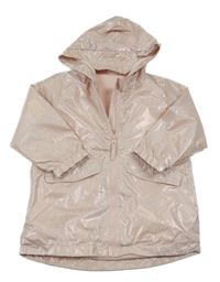 Světlerůžová třpytivá šusťáková bunda s kapucí