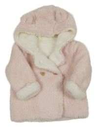 Světlerůžový huňatý zateplený kabátek s kapucňou Matalan