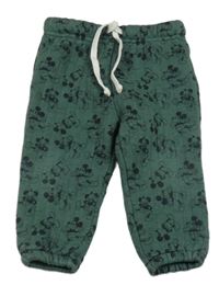 Tmavozelené podšité tepláky s Mickeym Disney