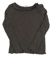 Tmavosivé rebrované tričko s kroucenými lemy C&A