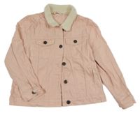 Svetloružová rifľová bunda s kožúškom Lily & Dan