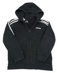 Černá propínací mikina s logem a kapucí Adidas