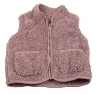 Staroružová kožušinová vesta