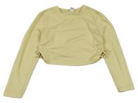 Smotanové crop tričko so stahováním Shein