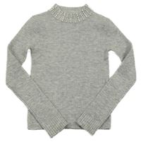 Sivý rebrovaný sveter s perlami River Island