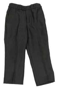 Tmavosivé spoločenské nohavice s pukmi