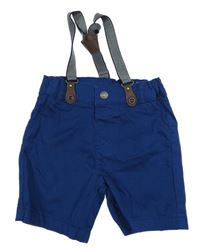 Námořnicky modré plátěné kraťasy s odepínacími kšandami LC Waikiki 