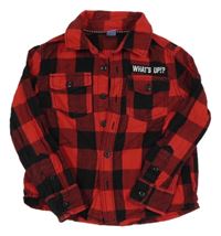 Červeno-černá kostkovaná košile s nápisem Dopodopo