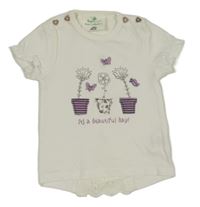 Bílé tričko s kytičkami Topomini 