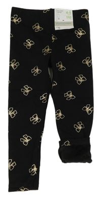 Nové - Černé zateplené legíny s mašličkami Primark