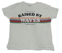 Biele tričko s nápisom a pruhmi Reserved