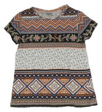 Tmavomodro-ružovo-biele vzorované tričko Lupilu