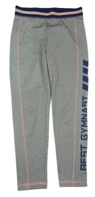 Šedé sportovní funkční legíny s nápisem Crane