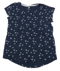 Tmavomodré tričko s kvietkami H&M