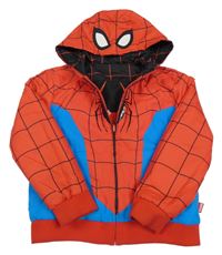 Červeno-modrá šusťáková zateplená oboustranná bunda s kapucí - Spider-man Marvel