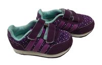 Lilkovo-purpurovo-mátové semišovo/textilní botasky s hvězdičkami a číslicemi Adidas vel. 21
