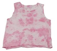 Ružovo-biely batikovaný crop top