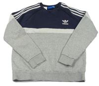 Tmavomodro-bielo-sivá melírovaná mikina Adidas