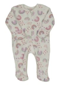 Biela plyšová kombinéza s duhami PEP&CO