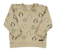 Svetlobéžová mikina s tučňáčky Topomini