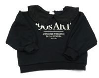 Černá mikina s nápisy a límečkem ZARA