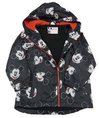Černá šusťáková jarní bunda s Mickey a kapucí Disney